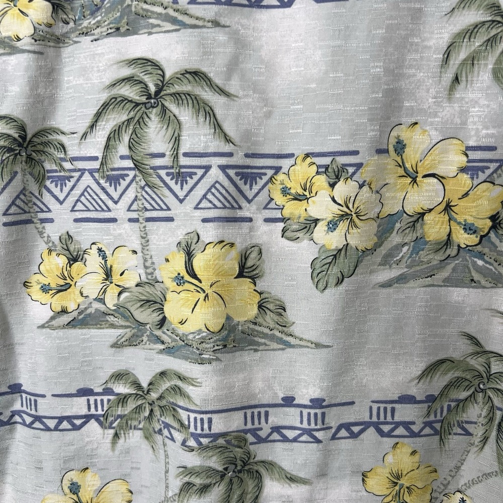 Tommy Bahama Large Yellow Hibiscus Palm Tree Tropical Silk Button Up Camp Shirt - Picture 4 of 7